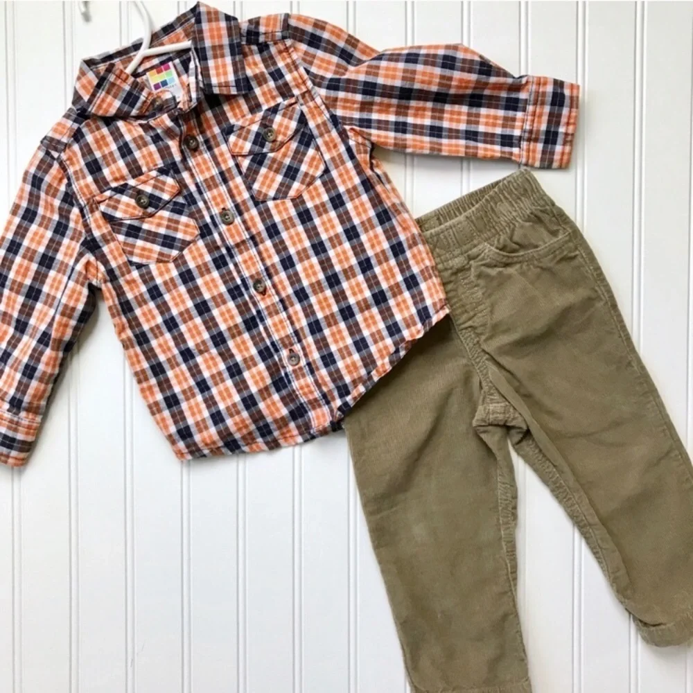 •Carters/Healthtex• plaid top/pant set
